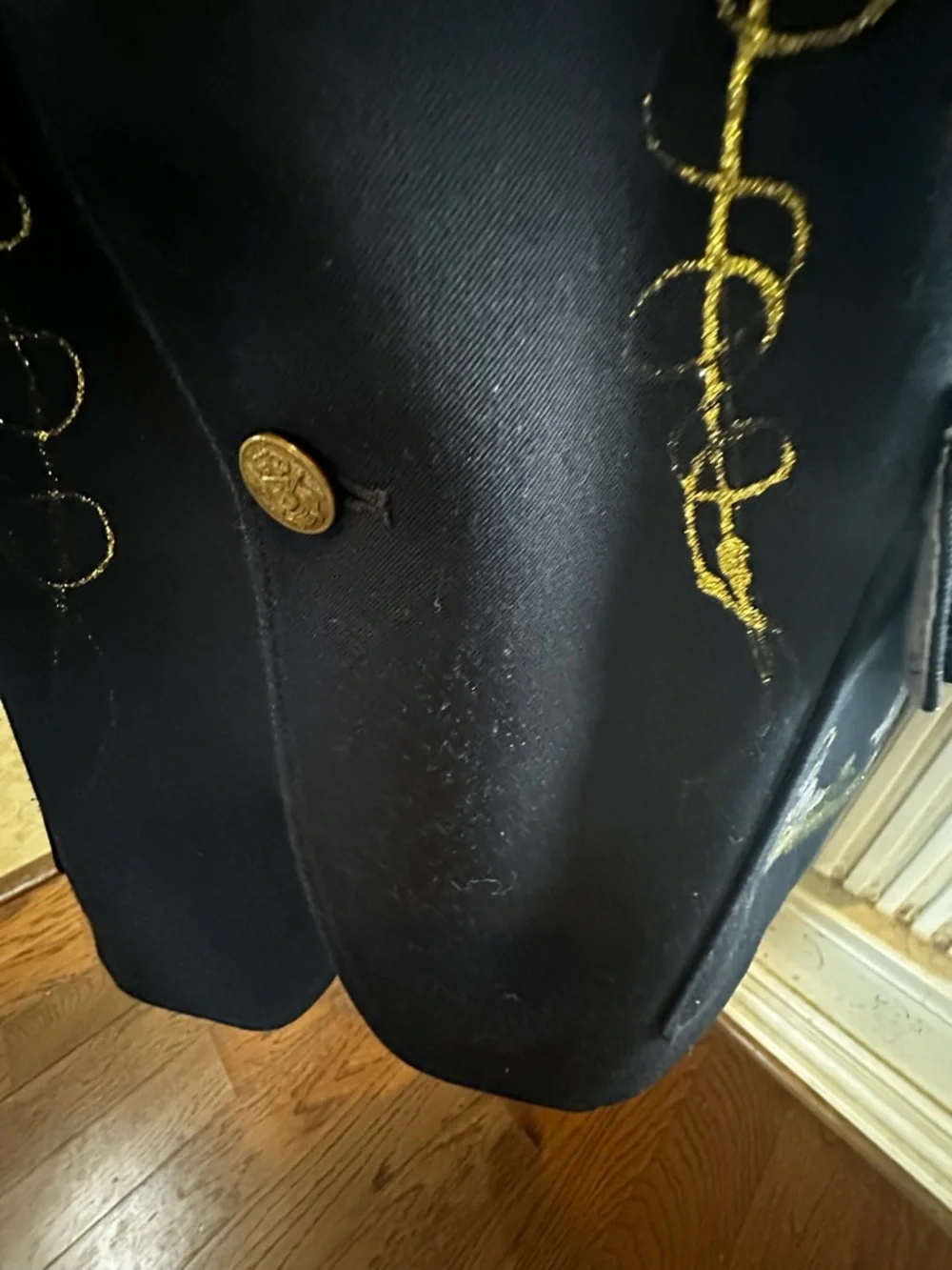 Navy Blue Hand Painted Floral Blazer size XL